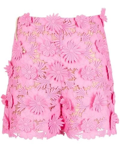 Oscar de la Renta Floral-lace High-waisted Shorts - Pink