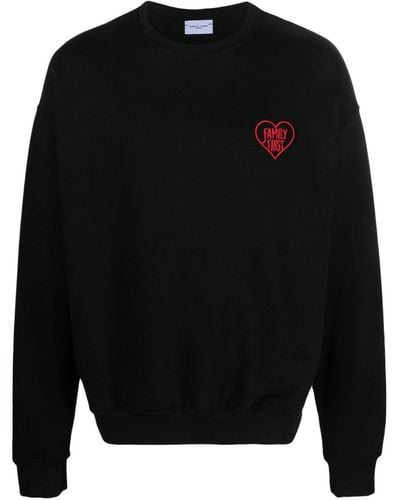 FAMILY FIRST Logo-embroidered Cotton Sweatshirt - Black