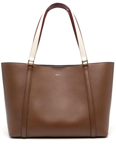 Bally Large Code Leather Tote Bag - Brown