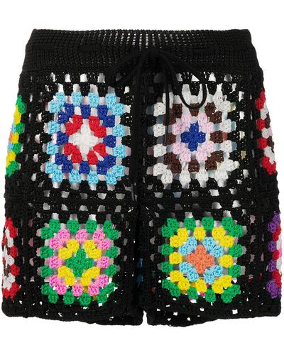 Monse Crochet-knit Shorts - Black