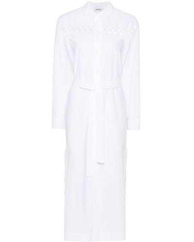 Sandro Crochet-detailed Midi Shirt Dress - White