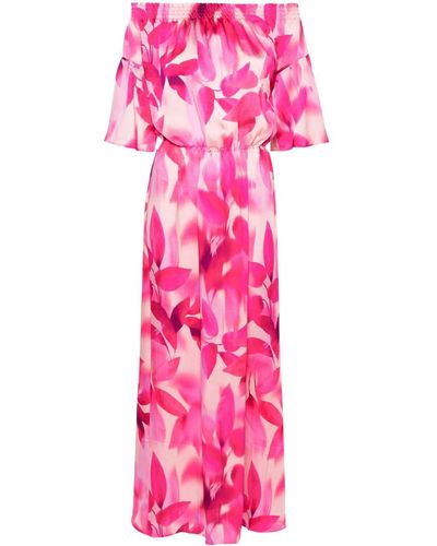 Liu Jo Botanical-print Off-shoulder Dress - Pink