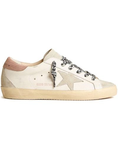 Golden Goose Super Star Paneled Leather Sneakers - Natural