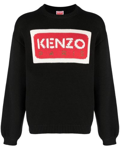 KENZO Jersey con logo en intarsia - Negro