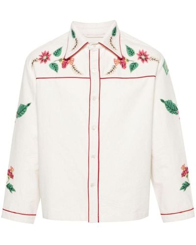 Bode Camisa Kilburn con bordado floral - Blanco