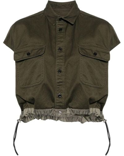 Sacai Cap-sleeve Cotton Shirt - Green