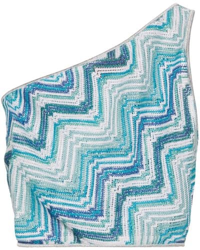 Missoni Zigzag-woven Knitted Cropped Top - Blue
