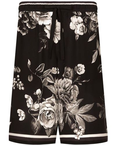 Dolce & Gabbana Sport-Shorts aus Seide mit Print - Schwarz