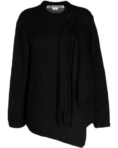 Comme des Garçons Gathered-detail Knitted Sweater - Black