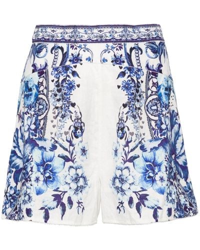 Camilla Glaze And Graze Linen Shorts - Blue