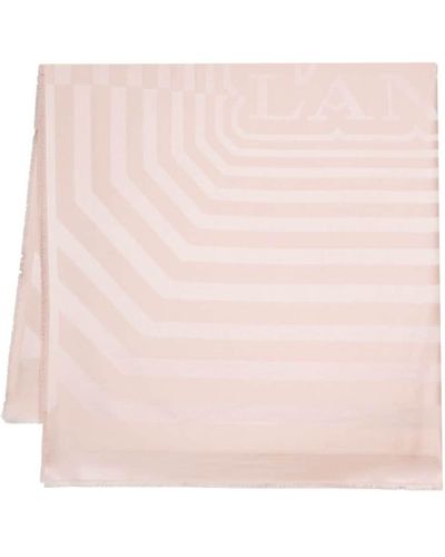 Lanvin Jacquard-logo Striped Scarf - Pink