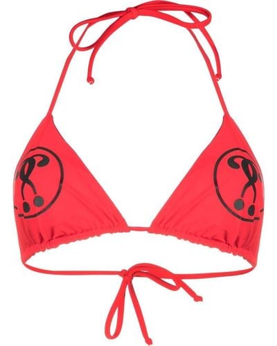 Moschino Top bikini con stampa - Rosso