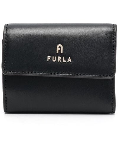 Furla Logo-Lettering Leather Wallet - Black