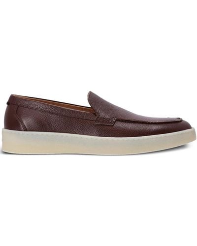 BOSS Clay Logo-deed Leather Loafers - Brown