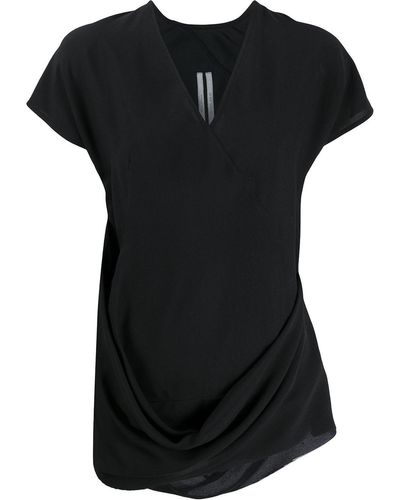 Rick Owens Gedrapeerd T-shirt - Zwart