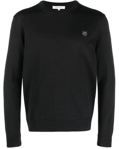 Maison Kitsuné Sweater Met Logo-patch - Zwart