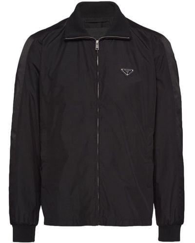 Prada Jacke aus Seide mit Triangel-Logo - Schwarz