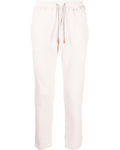 Eleventy Ribbed Wool-cashmere Track Pants - White