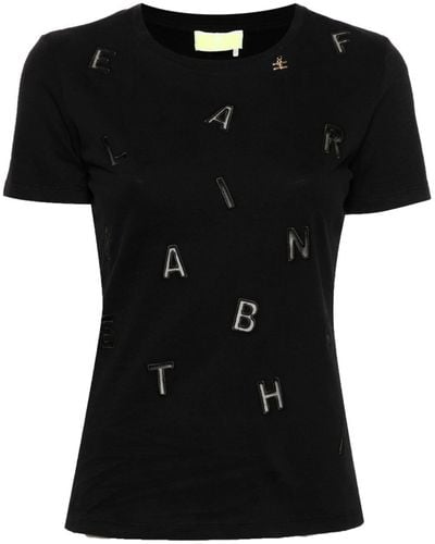 Elisabetta Franchi T-Shirt mit Schriftzug-Stickerei - Schwarz