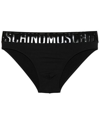 Moschino Rubberised-logo Swim Trunks - Black