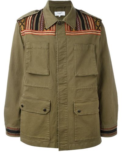 Fashion Clinic Embroidered Panel Field Jacket - Green