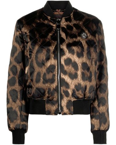 Philipp Plein Wendbare Jacke mit Leoparden-Print - Schwarz