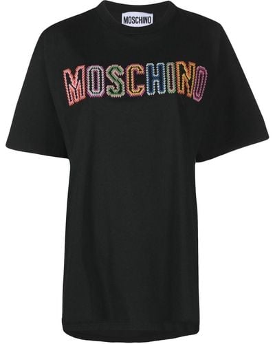 Moschino T-shirt Met Geborduurd Log - Zwart