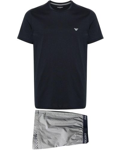 Emporio Armani Short-sleeve Cotton Pyjama Set - Black