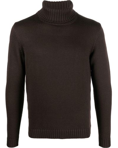 Zanone Wool Roll-neck Sweater - Black