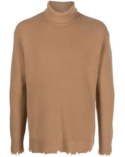 Laneus Sweatshirt im Distressed-Look - Braun