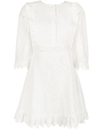 Twin Set Broderie Anglaise Shirt Dress - White