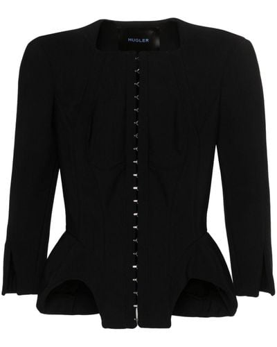 Mugler Veste crop à design corset - Noir