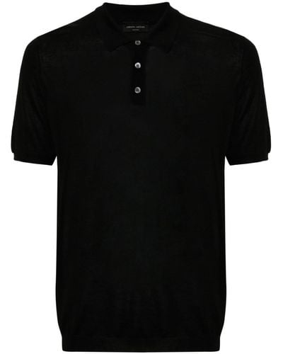 Roberto Collina Knitted Silk Polo Shirt - Black