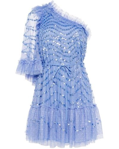 Needle & Thread Vestido corto Shimmer Wave - Azul