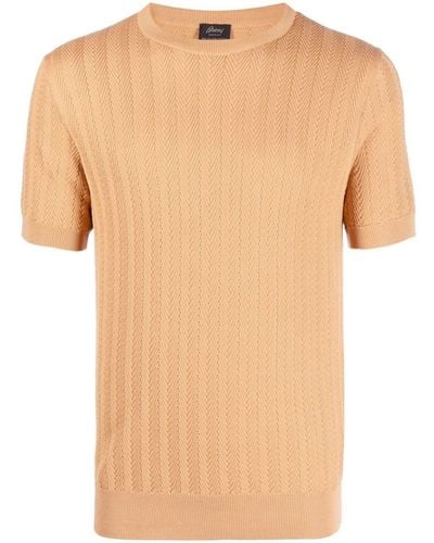 Brioni Kabelgebreid T-shirt - Oranje