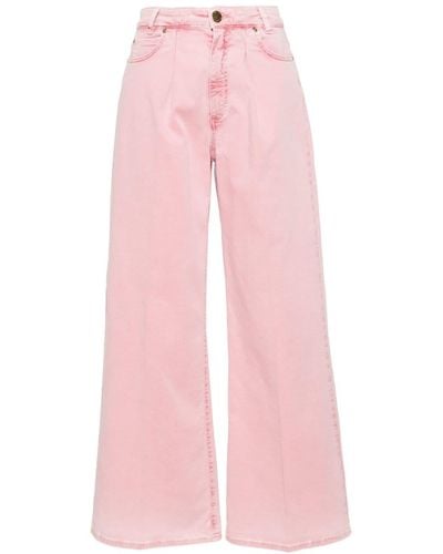 Pinko Wide-Leg-Jeans aus Gabardine - Pink