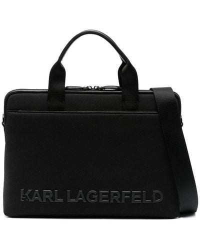 Karl Lagerfeld Essential Laptoptasche mit gummiertem Logo - Schwarz