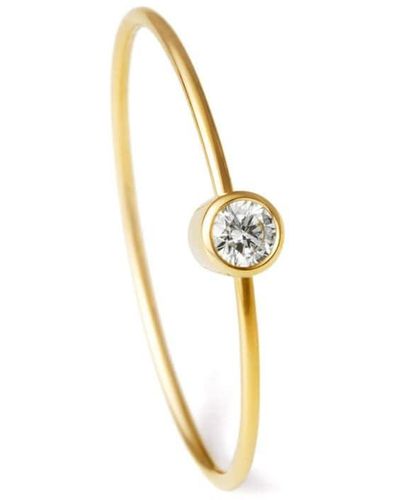 Shihara Pendiente de aro One-Stone 03 en oro amarillo de 9kt con diamantes - Blanco
