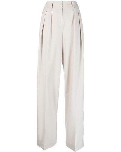 Theory Pleat-detail Wide-leg Trousers - White