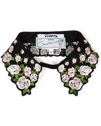 Vivetta Floral-embroidered Poplin Collar - Black