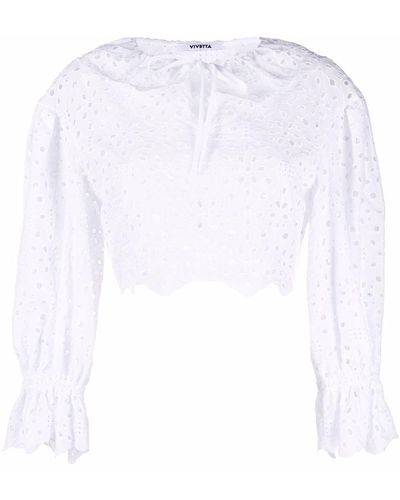 Vivetta Cropped Broderie Anglaise Top - White