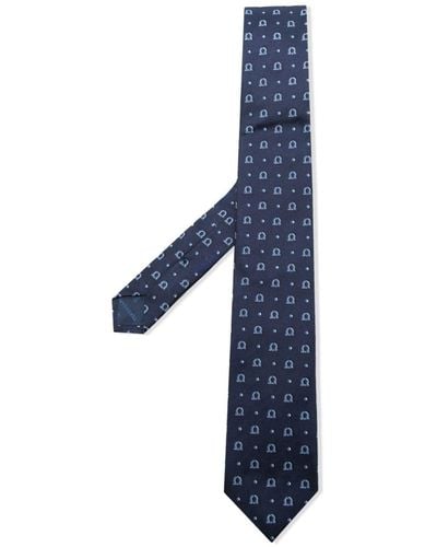 Ferragamo Krawatte mit Monogramm-Print - Blau