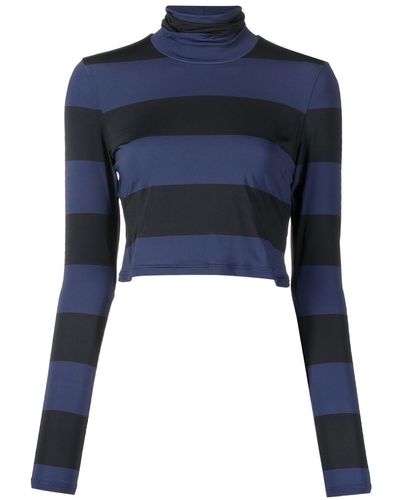 Cynthia Rowley Striped Roll Neck Knitted Top - Blue