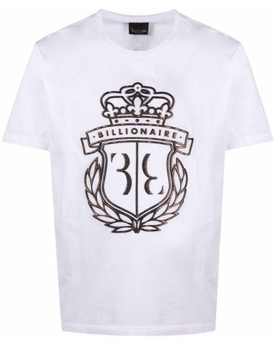 Billionaire T-shirt Met Wapenschildprint - Wit
