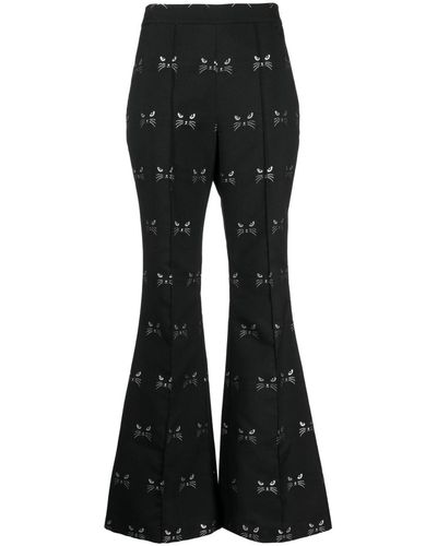 Macgraw Circa 72 Patterned Jacquard Flared Trousers - Black