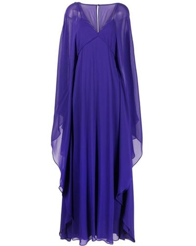Max Mara Draped-sleeve Silk Maxi Dress - Purple
