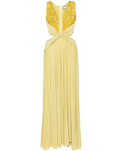Elisabetta Franchi Twist-detail lurex gown - Gelb