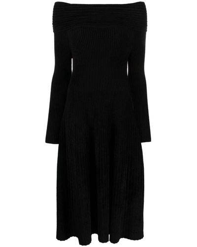 Antonino Valenti Crystal Ribbed-knit Midi Dress - Black