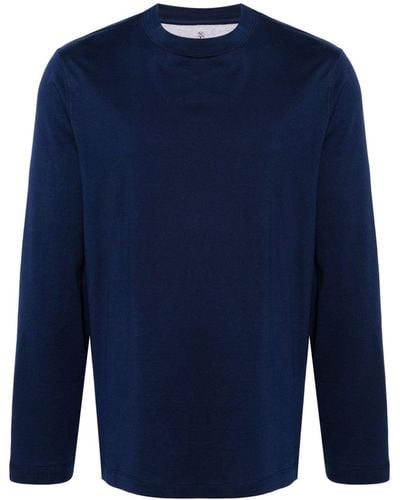 Brunello Cucinelli Katoenen T-shirt Met Lange Mouwen - Blauw