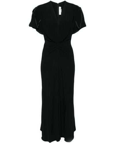 Victoria Beckham Gathered-detail Dress - Black